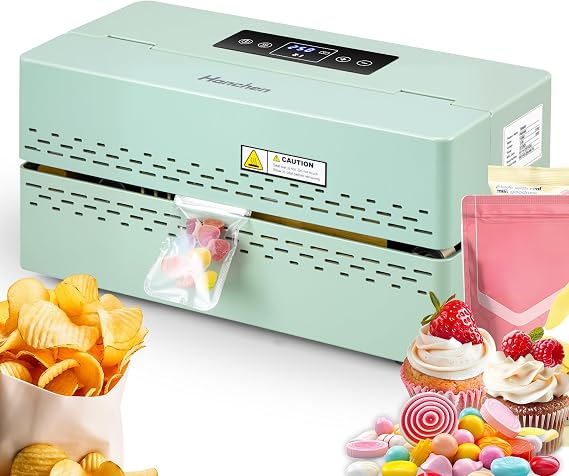Commercial Heat Sealing Machine, Automatic Continuous Band Sealer | 32-482F Adjustable with Smart LED Touchscreen | Fast, Quiet & Safe for Home Kitchen, Bakery, Food Storage & Snacks Packaging