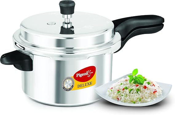 Pigeon Pressure Cooker - 5 Quart - Deluxe Aluminum Outer Lid Stovetop & Induction - Cook delicious food in less time: soups, rice, legumes, and more! - 5 Liters