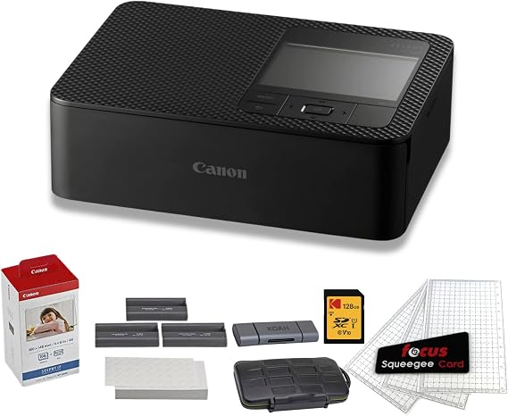 Canon Selphy CP1500 Compact WiFi AirPrint USB and Dye Photo Printer (Black) | Bundle includes Accessories, Wireless connectivity, Sublimation, Wi-Fi connectivity, Water-resistant construction, (12 items)