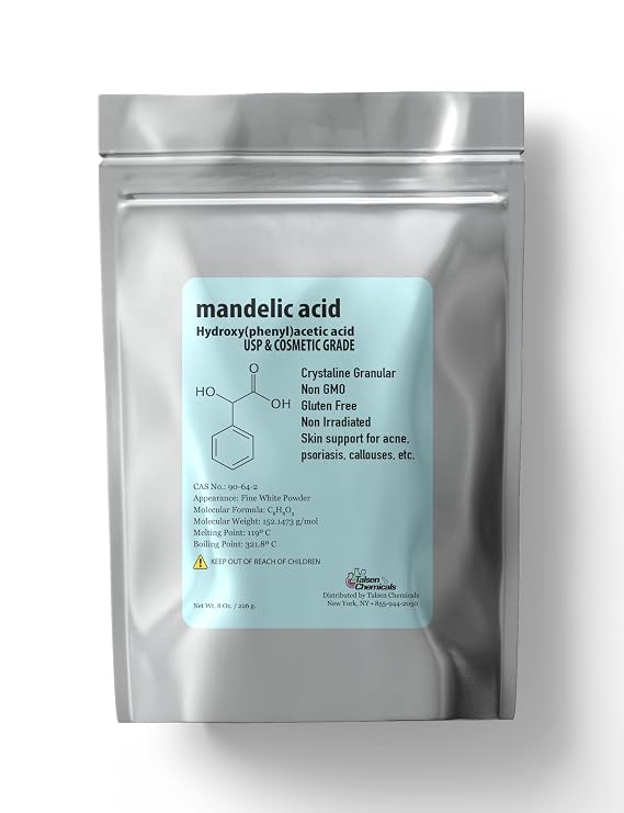 Mandelic Acid Powder 99.9% Purity, Cosmetic Grade DIY Skincare Ingredient for Serums, Masks, Creams & Lotions and Moisturizers (8 Ounce / 226 Gram)