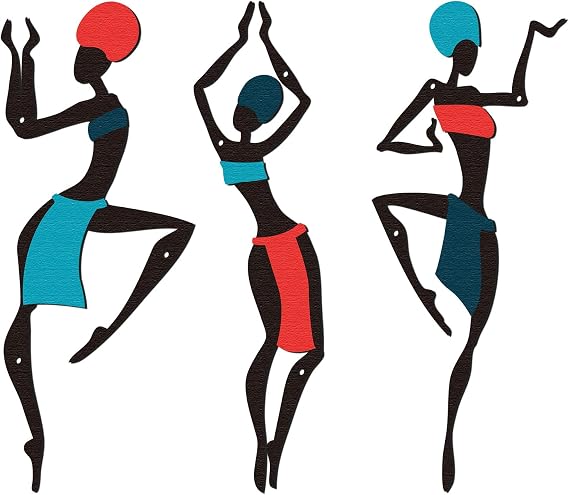 COLOR VALLEY ART 3-Piece Metal Wall Art, African American Dance Wall Decor, Maximalist Black Girl Wall Art, Suitable for Living Room, Bedroom & Bathroom