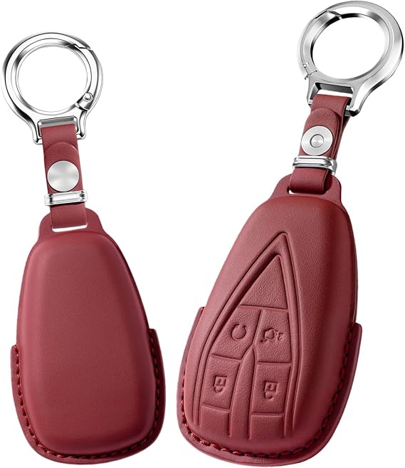 Smart Remote Fit for Changan Key Fob Cover Compatible with Changan CS35PLUS CS55PLUS CS75PLUS CS75 Eado UNI-T UNIK Oushang X5 X7 EV Leather Intelligent Auto Key fob Cover Red