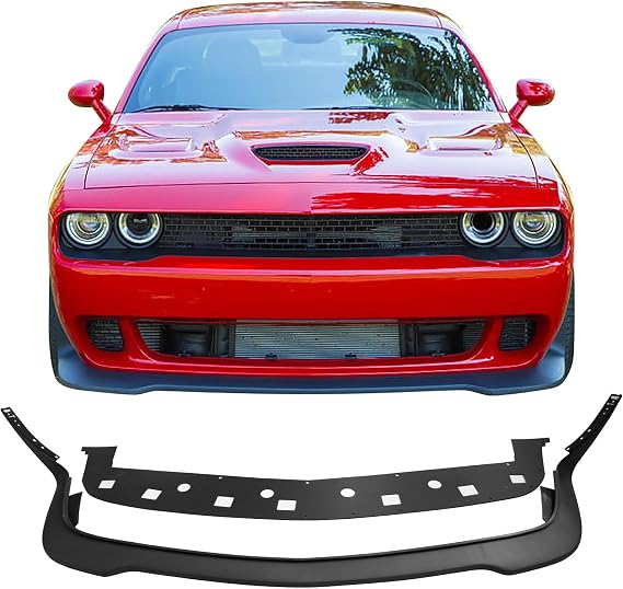 Fit 2015-2023 Dodge Challenger Hellcat Models Front Bumper Lip PP | IKON MOTORSPORTS, Hellcat Style Front Bumper Lower Valance Protector Splitter