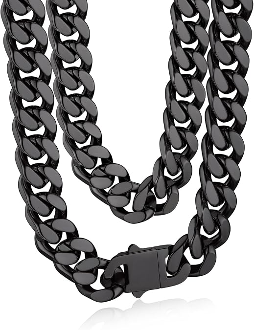 Bandmax Men's Premium Solid Stainless Steel Miami Cuban Link Chain Necklace