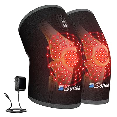 Red Light Therapy & Vibration Massage Knee Brace- 660nm&850nm Red Light Therapy Heated Device for KneeJointElbowShoulder Pain Relief, Faster Recovery- Infrared Light Therapy for Faster Recovery - Great for Athletes & Beyond