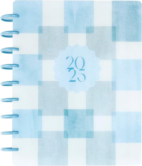 Happy Planner Sustainable Disc-Bound 12-Month Daily, Weekly, and Monthly Planner, Jan.Dec. 2025, Classic Size, Dashboard Layout, Coastal Club, 72 Pages, 12 Dividers, 2 Sticker Sheets, 7" x 9.25"