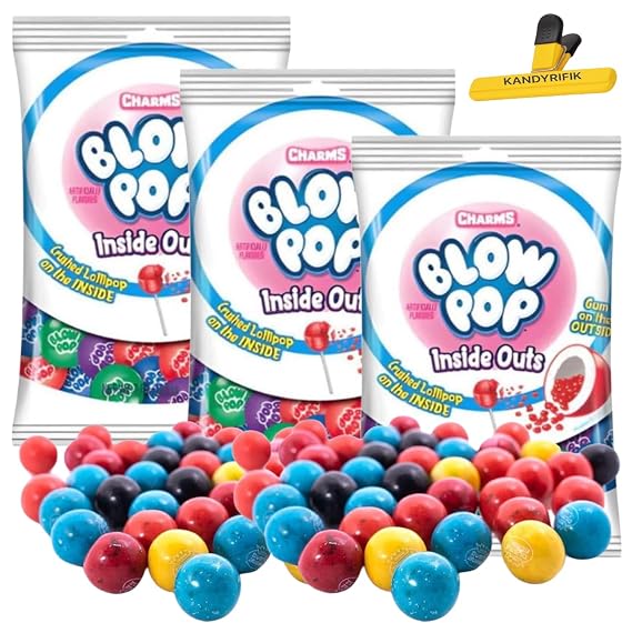 KANDYRIFIK BLOW POPS | Charms Blow Pop Gumballs Candy, INSIDE OUTS, 7oz - (3 PACK)