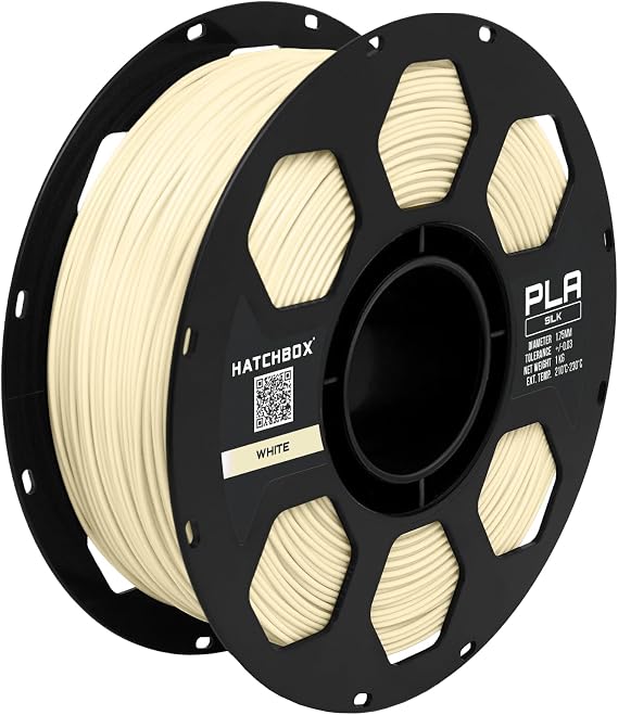 HATCHBOX 1.75mm Silk White PLA 3D Printer Filament, 1 KG Spool, Dimensional Accuracy +/- 0.03 mm, 3D Printing Filament