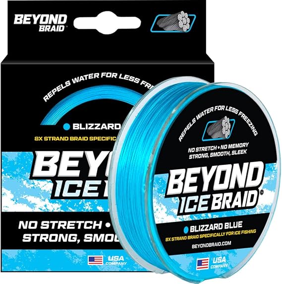 Beyond Braid Ice Braid Ultra Strong 8-Strand Braided Fishing Line, Zero Memory, Designed for Ice Fishing 100 Yards