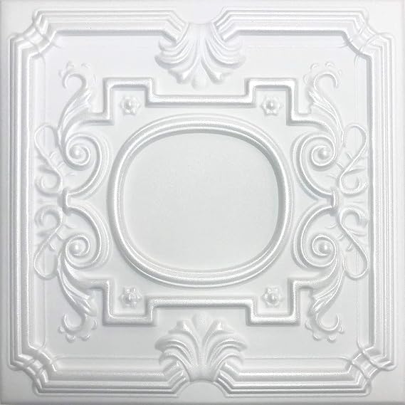 White Styrofoam Decorative Ceiling Tile Ovation (Case of 40 Tiles)