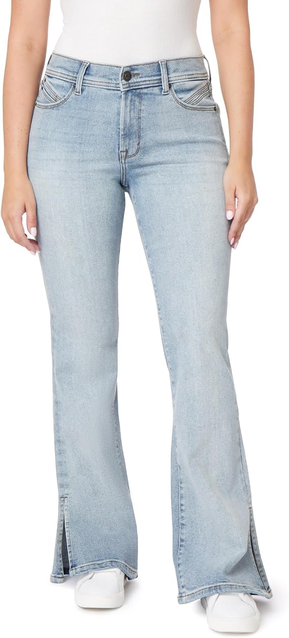 kensie Jeans for Women Mid Rise Side Slit Flare 32-Inch Inseam, Size 0-14