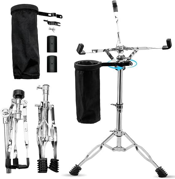 Snare Drum Stand with Sticks Holder, Adjustable Height 14.5" to 23"