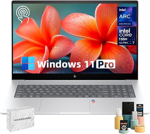 HP 15.6inch Touchscreen Laptop Computer - Intel 13th Generation Core i7-1355U(10-core), 1920 x 1080 Full HD, 300 nits, Wi-Fi6, Bluetooth, Windows 11 Profor Business, Student(64GB RAM | 1TB SSD)