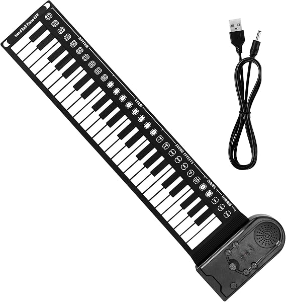 49-key Foldable Portable Digital Piano Keyboard with Built-in Speaker and Recording Playback Function, Silicone Rollable Keys, USB Powered for Beginner Musical Instrument