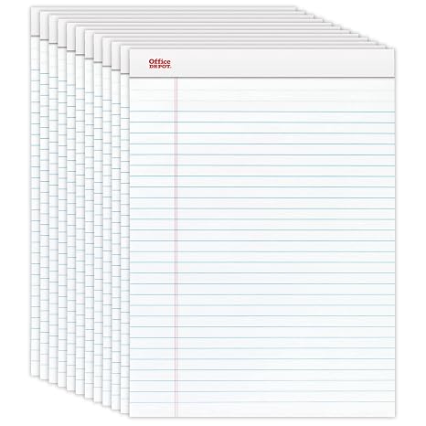 Office Depot Brand Perforated Writing Pads, 8 1/2"""" x 11 3/4"""", Legal Ruled, 50 Sheets,