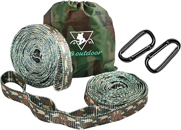 pys XL Hammock Straps - 12ft Camo Tree Straps, 12+1 Adjustable Loops, 2 Carabiners Included with 1000lbs Fit for Any Hammocks, Perfect for Hiking and Backpacking