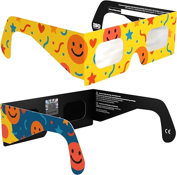 Solar Eclipse Glasses ISO 12312-2 & CE Certified – Safe Solar Viewing for Direct Sun & August 2026 Eclipse | Paper Cardboard Frame, Made in EU | For Kids & Adults
