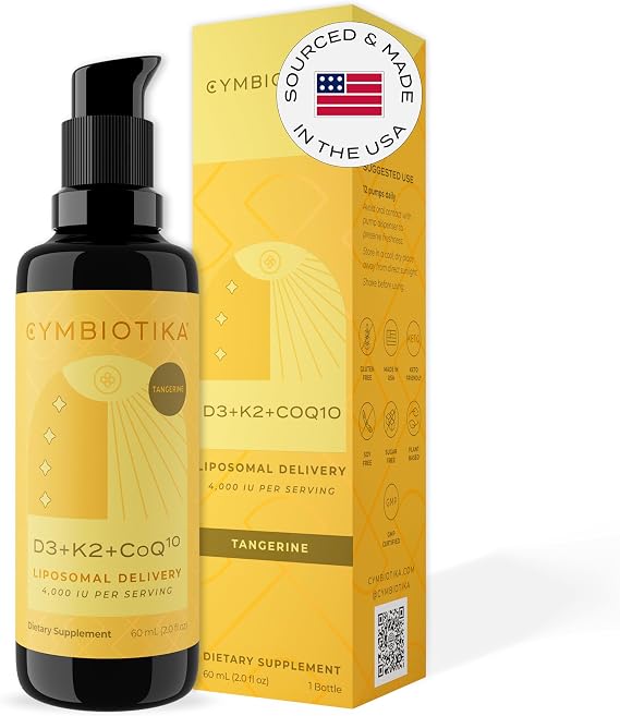 CYMBIOTIKA Vitamin D3 K2 + CoQ10 for Immune, Heart & Bone Support
