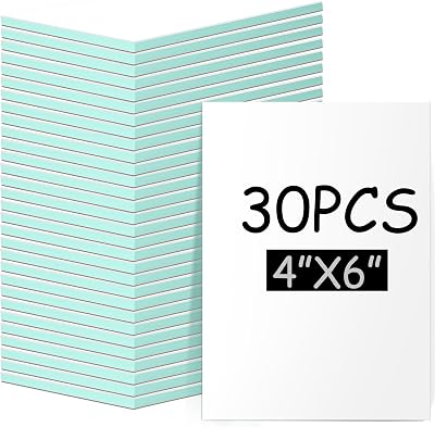 Frienda 30 Pack 4x6 Rubber Stamp Carving Blocks Bulk Rubber Carving Linoleum Blocks for Printmaking Printing DIY Craft Project Supplies Soft Stamp for Beginners and ProfessionalWhite Green