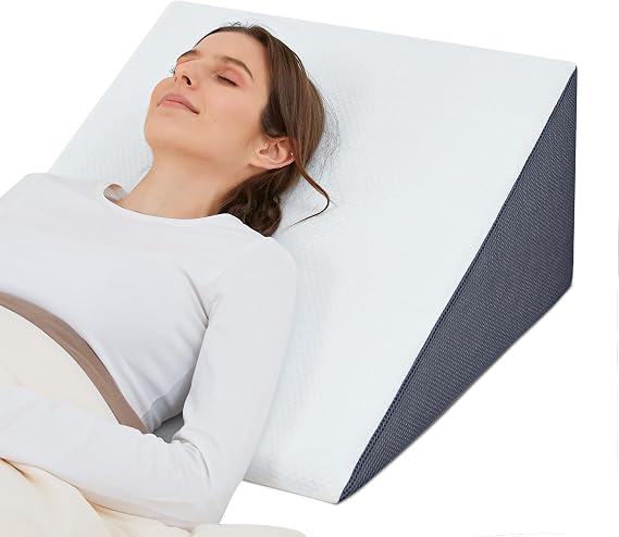 Bed Wedge Pillow for Sleeping 24x24x12 Inch, Elevated Support | Cooling Gel Memory Foam Top, Back and Neck Support, Machine Washable Cover, Multi Use for Sleeping, Reading and TV