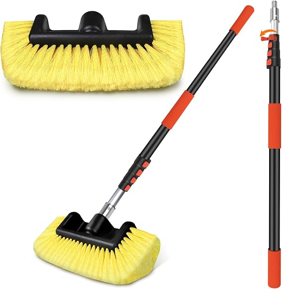 12FT Car Wash Brush with Extension Pole, Long Handle Cleaning Tool