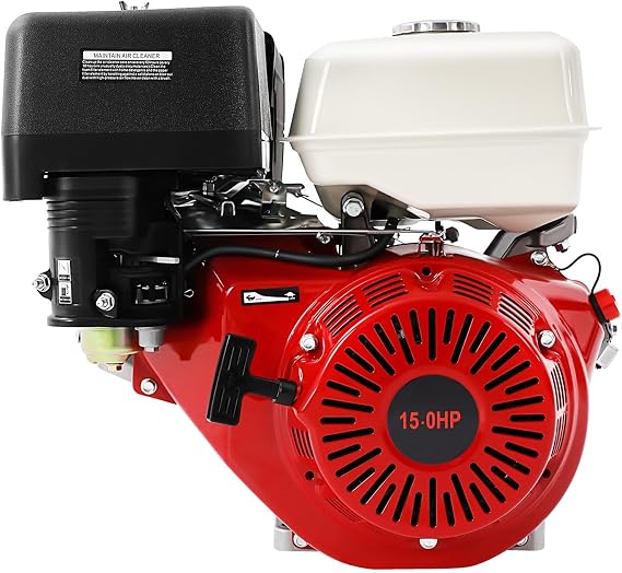 420CC 15HP Gasoline Engine, 4 Stroke Gas Engine with 3600 RPM, Horizontal Shaft Gasoline Motor Engine, Pull Start Go Kart Engine, for Go-Karts, Mini Bikes, Pumps, Generators (Red)