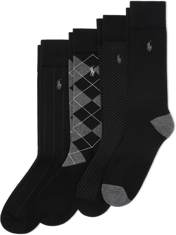 POLO RALPH LAUREN Men's Assorted Pattern Dress Crew Socks (4-Pack)