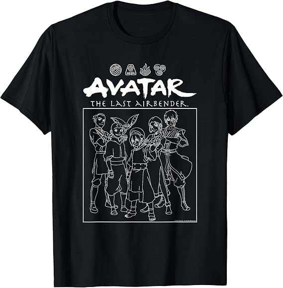 Avatar: The Last Airbender Gaang Stencil Outline TV Show T-Shirt