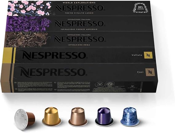 Nespresso Kapsüller OriginalLine, Çeşitlilik Paketi, Hafif, Orta, Koyu Kızarmış Espresso Kahve, 50 Adet Espresso Kahve Kapsülleri, 1.5 oz Brews