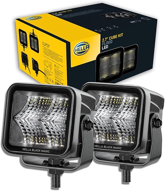 HELLA 1FA 358 176-801 LED-Spotlight - Black Magic Cube Kit 2.7" - 12/24V - mounting - Short distance lighting - Cable: 500mm - Plug: DEUTSCH plug - Kit - Quantity: 2