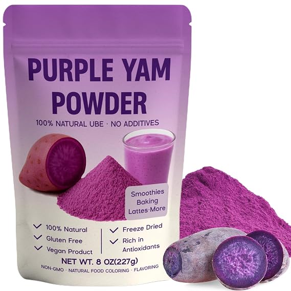Ube Powder 8oz, 100% Pure Purple Yam for Baking, Lattes & Food Coloring