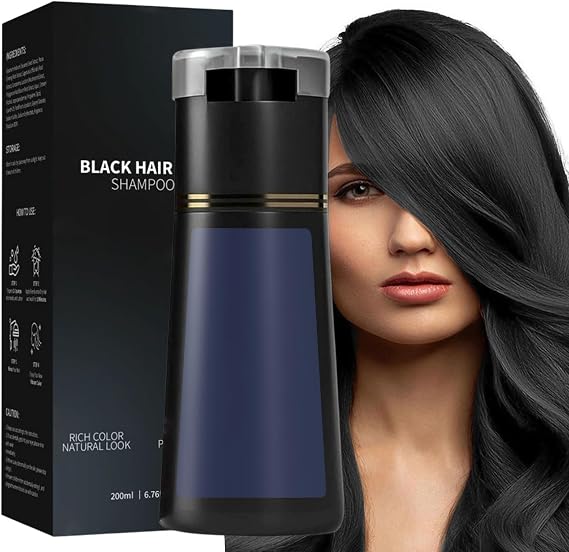 Black Colour Ha-ir Shampoo Care, Instant Hai-r Dyes Shampoo,3 in 1 Instant Hairs Dye Shampoos,Permanent Hair D/ye Sha/mpoo for Men and Women,Hai/r Colour Shamp/oo to Cover Grey Ha/ir