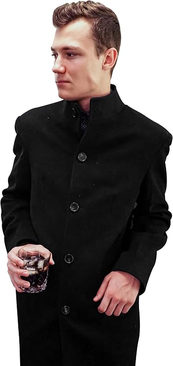 Cashmere Boutique 100% Cashmere Men's Hip-Length Car Coat - Black