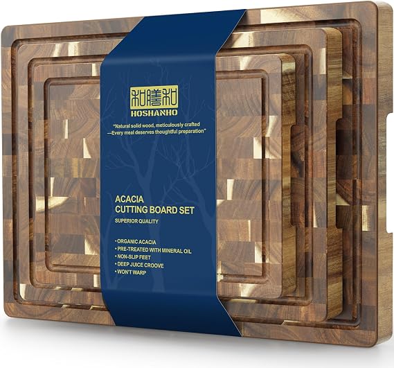 HOSHANHO 3 Packs Cutting Board Set, Extra Large Acacia Wood Cutting Boards