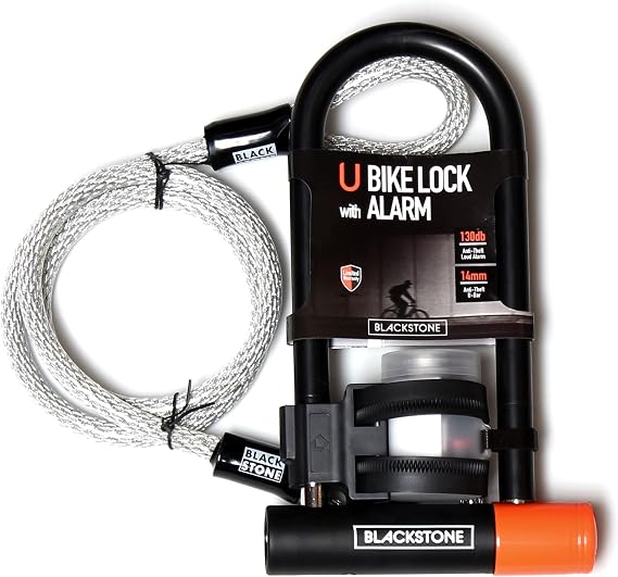 Blackstone Anti-Theft 130 db Alarm U-Lock Heavy Duty w/Security Cable (Alarm U-Lock w/Cable)