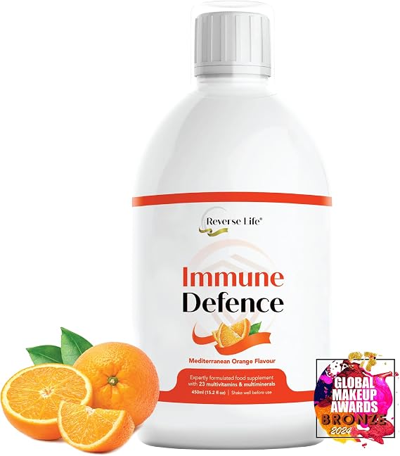 Reverse Life Immune Defence Multivitamin Supplement, Orange, 500ml | Helps Immune Function, 23 Essential Vitamins & Minerals incl A, B, C, D, Zinc, Magnesium & Iron
