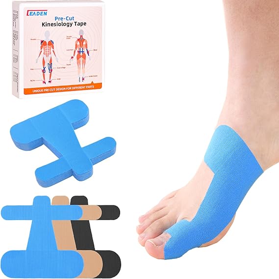 Precut Kinesiology Tape for Bunion, 40 Pcs, Bunion Corrector, Big Toe Support and Pain Relief, Breathable Hypoallergenic Latex-Free Tape (Blue)