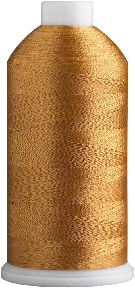 Super B Polyester Embroidery Thread, 40wt Large Spool 5000m, Embroidery Thread for Commercial & Domestic Machine, 175 Popular Colors Machine Embroidery Thread, 100% Polyester - Amber Yellow 619