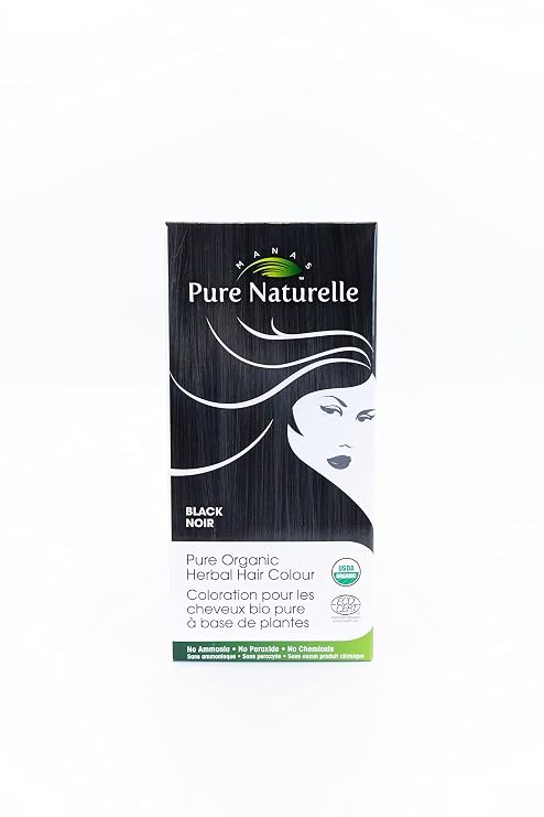 Pure Organic Herbal Hair Colour - Natural Hair Dye for Men and Women with 100% Grey Coverage (Black)
