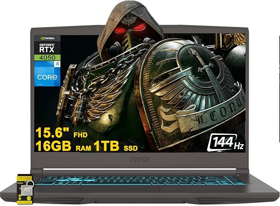 MSI Thin 15 Gaming Laptop 15.6" FHD IPS 144Hz Intel 8-core i5-13420H (>i7-11800H) 16GB RAM 1TB SSD GeForce RTX 4050 USB-C Backlit Win11 w/ICP Hub