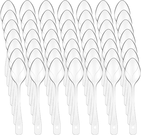 500 Pcs Clear Mini Spoons, 3.7X0.8 Inch Small Plastic Disposable Dessert Spoons Bulk for Ice Cream, Sampling, Appetizer, Pudding, Party Tasting Utensils