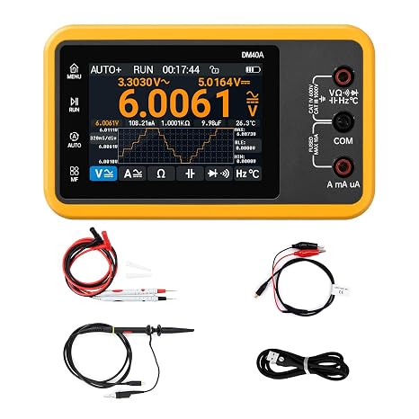 DM40ABC Digital Multimeter 59999 Counts, 4.5-Digit Rechargeable 3 in 1 Handheld Oscilloscope Multimeter Signal Generator,50M Sample Rate, Diode Test Automotive Tools DM40A