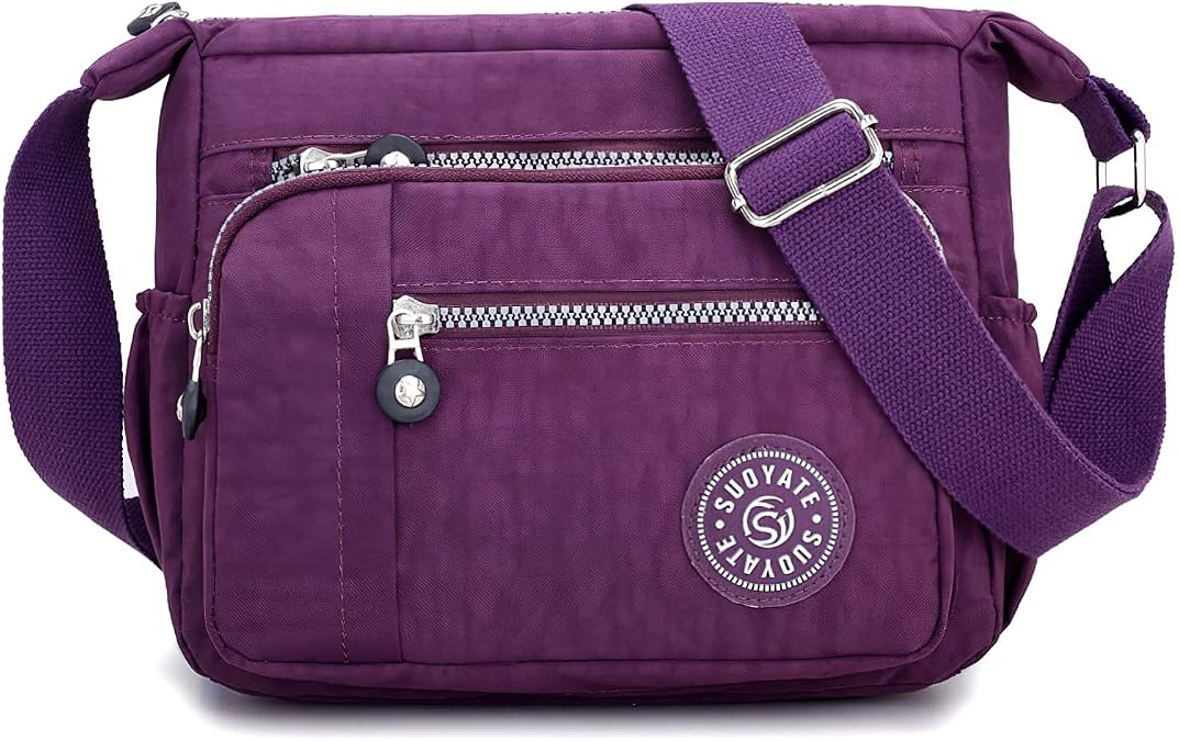 LassZone Womens Nylon Crossbody Bag Waterproof Shoulder Purse Multi Pocket Tote Handbag Travel Satchel Messenger Bag
