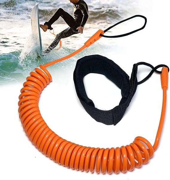 10ft Surfboard SUP Leash,Kayak Ankle Leash Spiral TPU,for Stand Up Paddle Board,Bodyboard