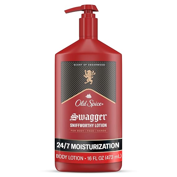 Old Spice Hand, Face & Body Lotion for Men, 24/7 Lightweight Moisturization with Amazing Scent, Instant Absorption, For All Skin Types, Swagger with Cedarwood Scent, 16 oz