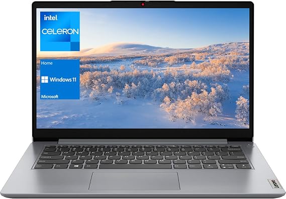 Lenovo IdeaPad 1 Laptop, 14" HD Display, Intel Celeron N4020, 4GB RAM, 64GB eMMC, Webcam, SD Card Reader, HDMI, Type-C, Wi-Fi 6, Windows 11 Home, Grey