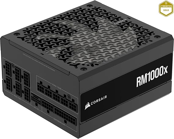 CORSAIR RM1000x Düşük Gürültülü Tam Modüler ATX Güç Kaynağı - ATX 3.1 Uyumlu - PCIe 5.1 Desteği - Cybenetics Altın Verimliliği - Yerel 12V-2x6 Bağlantı - Siyah