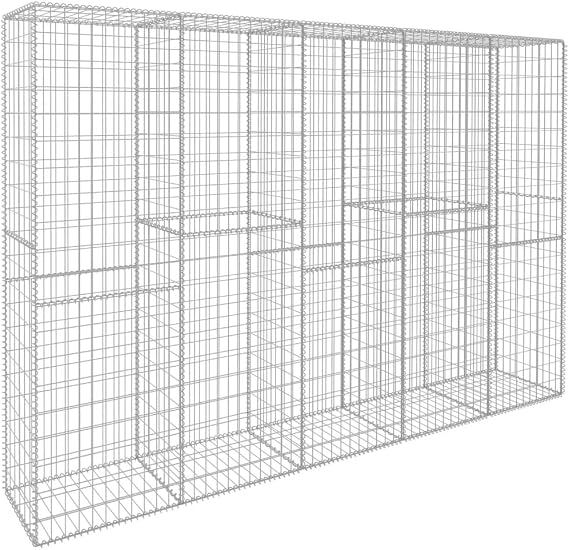 Gabion Wall with Cover Galvanized Steel Retaining Wall 118.1"x19.7"x78.7" Garden Landscape Basket for Outdoor Stone Cage Wire Mesh Fence and Decorative Border Barrier