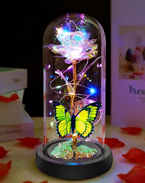 Fvawe Birthday Gifts for Women, Rose Glass Flower Gifts for Mom Christmas