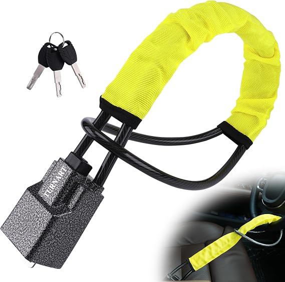 TURNART Steering Wheel Lock, Anti‑Theft Car Security Device with 3 Keys